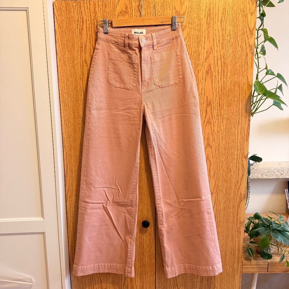 ROLLAS SAILOR WIDE LEG, HIGH WAIST JEANS SIZE 25 AUSSIE 7